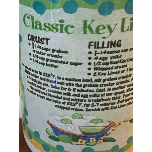 Cuppa Ceramic Coffee Mug Key Lime Pie Recipe Multicolor Key West Florida Cute - Picture 4 of 9